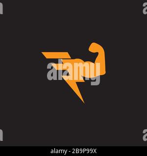 flash motion strong arm geometric design logo vector Stock Vector