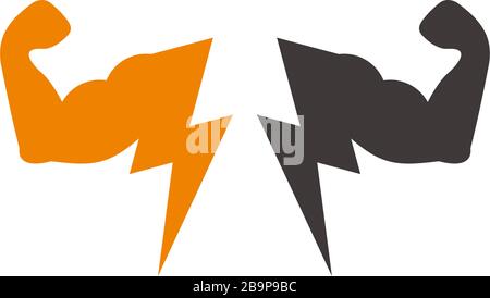 strong body arm bolt power geometric symbol logo vector Stock Vector