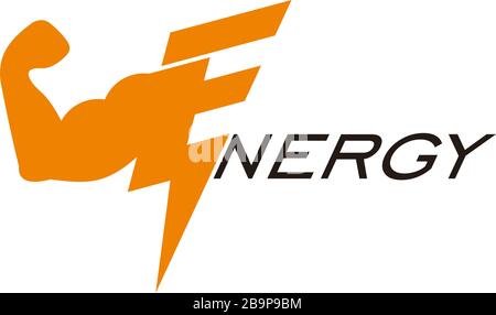 text energy strong arm thunder geometric logo vector Stock Vector