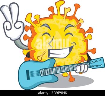 Supper cool minacovirus cartoon playing a guitar Stock Vector