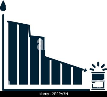 Oil barrel over graphic bar chart with lowering prices Stock Vector ...