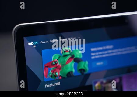 Bishkek, Kyrgyzstan - March 14, 2020: Streaming service. Mixer site. Stock Photo