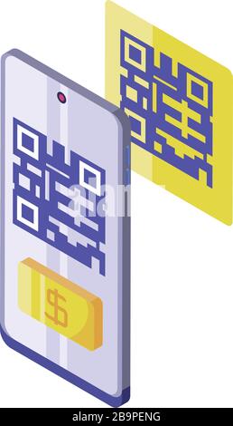 smartphone scanning QR-code on white background vector illustration design Stock Vector