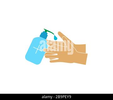 Hand, sanitizer icon. Vector illustration, flat design. Stock Vector