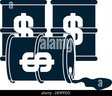 oil barrels with money symbols icon over white background, flat style ...