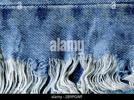 Old denim japan jean texture. Jeans torn denim texture. Denim jeans ripped destroyed Stock Photo