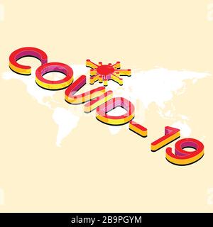 Covid-19 isomatric text design background, stock vector Stock Vector