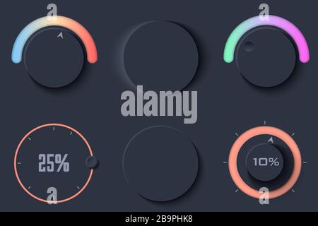 neumorphic UI circle set Stock Vector