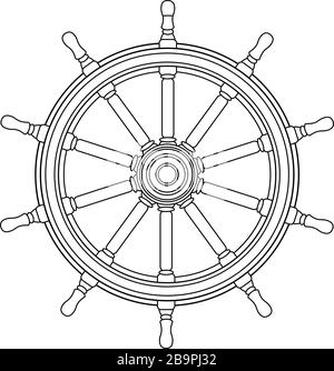 Pirate at the Helm Isolated Coloring Page for Kids Stock Vector Image ...