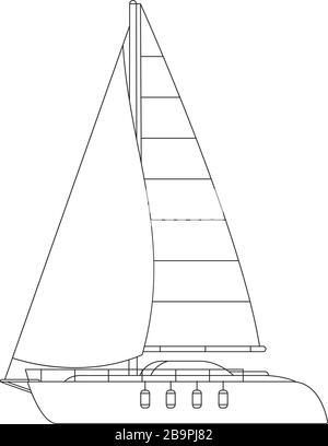 vector small sail yacht clip art, sailboat sketch Stock Vector