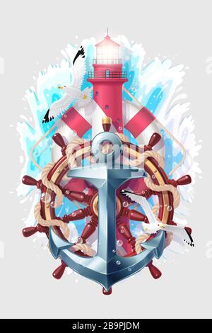 vector creative maritime ocean vacation collage Stock Vector
