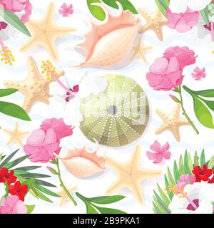 vector marine seamless pattern clip art. Sea design Stock Vector