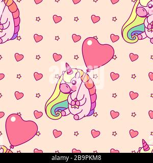vector rainbow unicorn seamless pattern wall art Stock Vector