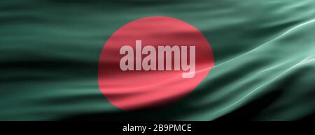 Bangladesh sign symbol. Bangladesh national flag waving texture background, banner. 3d illustration Stock Photo