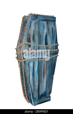 A coffin locked with chains side view Stock Photo - Alamy