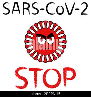 Structure of coronavirus, 'stop' pathogen respiratory coronavirus, cartoon illustration isolated on the white background Stock Vector