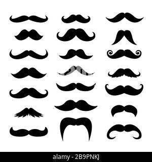 Set of men mustaches for design, photo booth Stock Vector