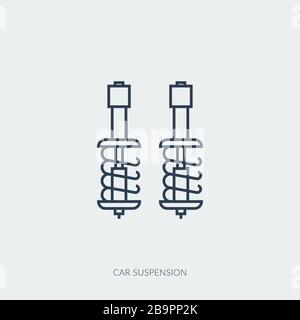 Vector outline icon of car part - car suspension Stock Vector