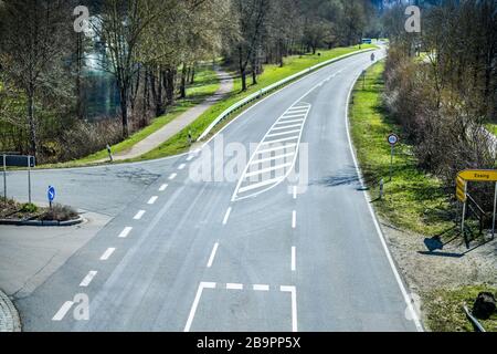 empty streets in times of Corona Stock Photo