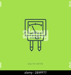 Vector outline icon of hydroponic and growth led light - soil PH meter Stock Vector