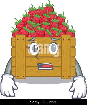 Happy Face Of Strawberry Fruit Box Mascot Cartoon Style Stock Vector 