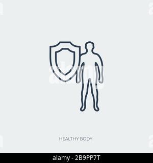 Medical icon of man body with protective shield Stock Vector
