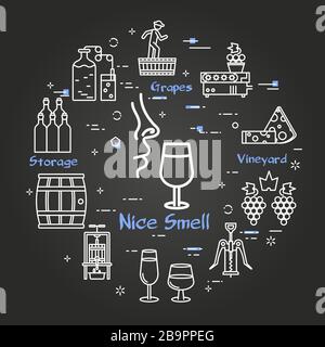 Vector black round banner of Nice Smell concept Stock Vector