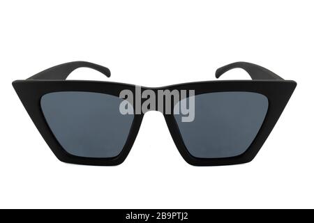Black wayfarer thick frame sunglasses with black glasses isolated on white background, front view Stock Photo
