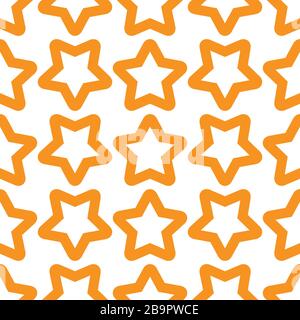 Seamless orange white pattern with stars Stock Vector
