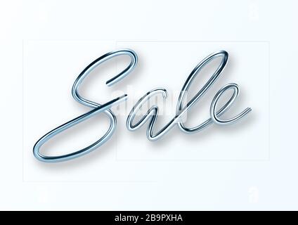 3D Realistic silver sale. Metallic Lettering for banner design. Template for products, advertizing, web banners, leaflets, certificates and postcards Stock Vector