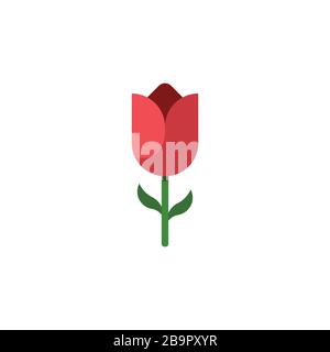 Tulip. Flat color icon. Isolated flower vector illustration Stock Vector
