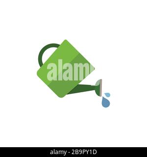 Watering can. Flat color icon. Isolated gardening vector illustration Stock Vector