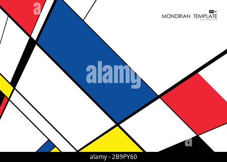 Abstract mondrian template design artwork retro perspective background. Use for poster, ad, artwork, template design, print, presentation. vector eps1 Stock Vector