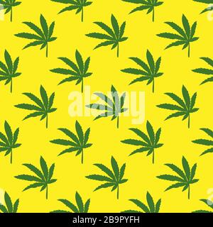 Vector seamless pattern of green cannabis leaves Stock Vector
