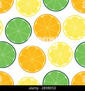 Citrus seamless pattern with lemon, lime, orange. Stock Vector