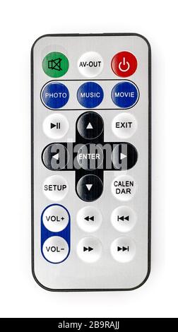 mini multimedia remote control on white background Stock Photo