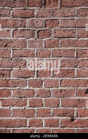 Vertical Red Brick Wall Rough Surface Texture Background Stock Photo