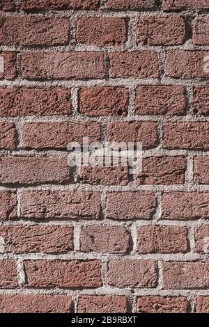Vertical Red Brick Wall Rough Surface Texture Background Stock Photo