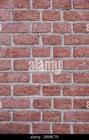 Vertical Red Brick Wall Rough Surface Texture Background Stock Photo