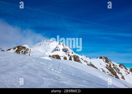 View of Le Pic du Midi de Bigorre, from La Mongie ski resort,  Bagnères-de-Bigorre, France. Stock Photo