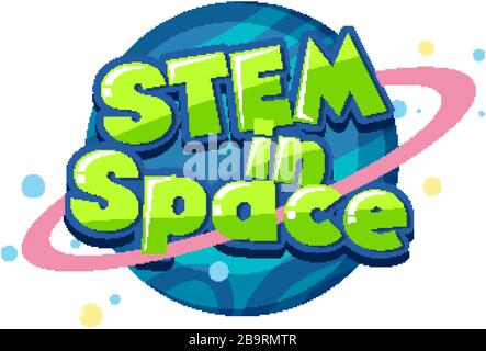 Sticker template for word stem in space illustration Stock Vector