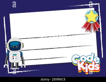 Background design template with robot, and star illustration Stock Vector