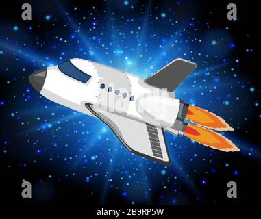 Scene with spaceship flying in the galaxy illustration Stock Vector ...