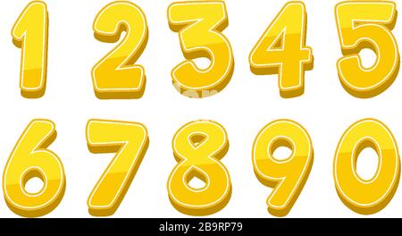 Font design for numbers one to zero on white background illustration Stock Vector