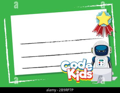 Background design template robot and computer illustration Stock Vector