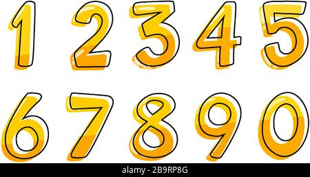 Font design for numbers one to zero on white background illustration Stock Vector
