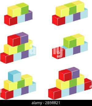 Different block patterns on white background illustration Stock Vector