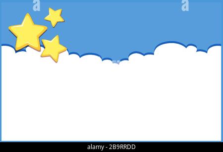 Background design template with stars on blue sky illustration Stock Vector