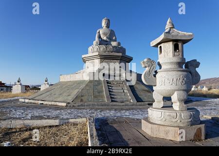 MORON, MONGOLIA, March 5, 2020 : Danzandarjaa Monastery is a small monastery built in 1990 after Democratic Revolution to replace the original and muc Stock Photo