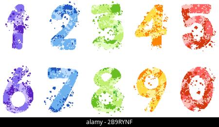 Font design for number one to zero on white background illustration Stock Vector